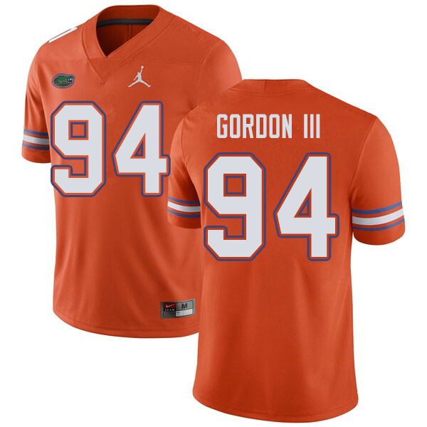 Jordan Brand Men #94 Moses Gordon III Florida Gators College Football Jersey Orange